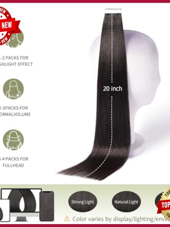 20 Inch Human Hair Tape In Extensions 20 Pieces Invisible Tape Hair Amazon.com : Aison Jet Black Tape in Hair Extensions Human  main image 4